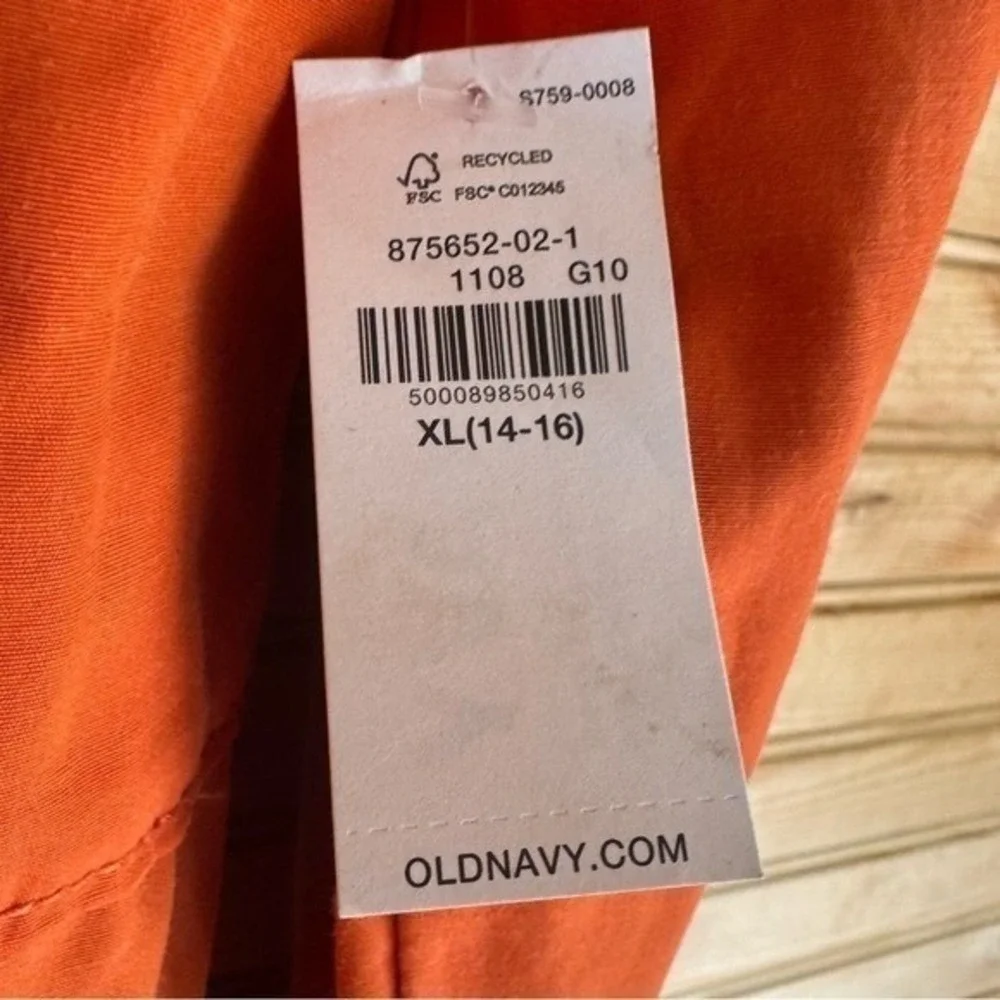 Old Navy Windbreaker Orange Kids XL NWT Hooded Zip Camping Play Hike Bears Game